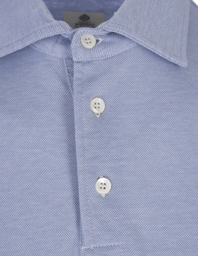 Shop Borrelli Classic Polo Shirt In Light Cotton Pique In Blue