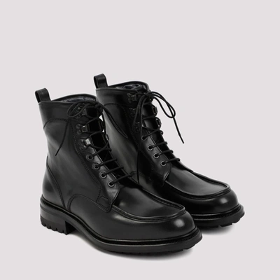 Shop Brioni Leather Boots Shoes In Black