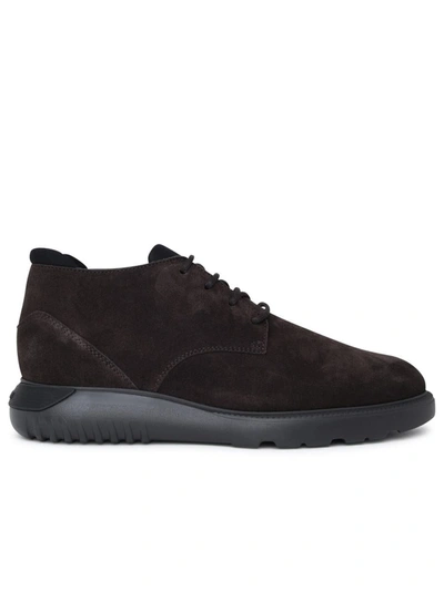 Hogan H600 Lace-up Almond-toe Desert Boots In Brown