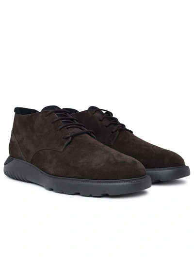 Hogan H600 Lace-up Almond-toe Desert Boots In Brown