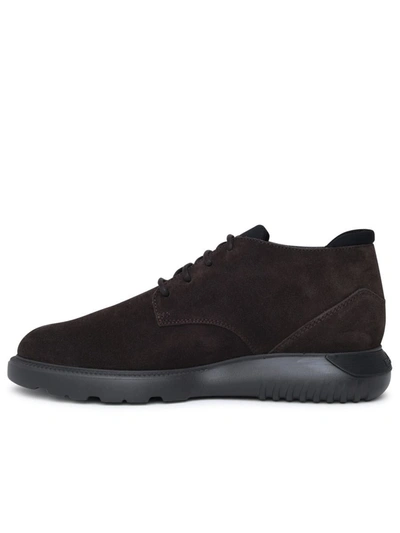Hogan H600 Lace-up Almond-toe Desert Boots In Brown