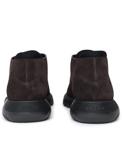 Hogan H600 Lace-up Almond-toe Desert Boots In Brown