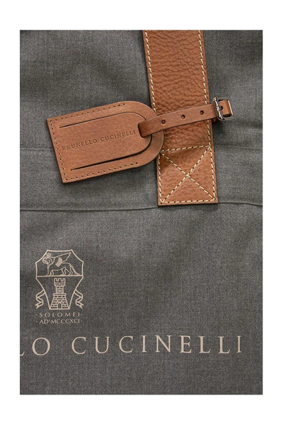 Shop Brunello Cucinelli Cotton And Leather Covers In Grey