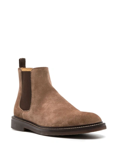 Shop Brunello Cucinelli Leather Chelsea Boots In Brown