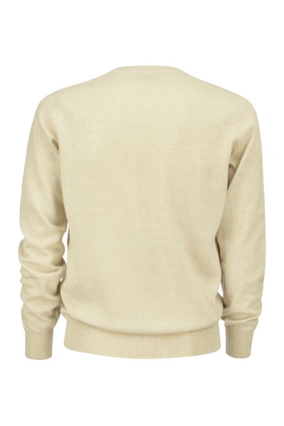 Shop Brunello Cucinelli Pure Cashmere Crew-neck Sweater In Sand