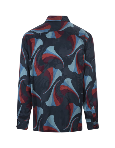 Etro Floral Print Silk Shirt In Blu