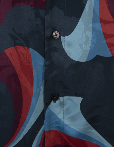 Etro Floral Print Silk Shirt In Blu