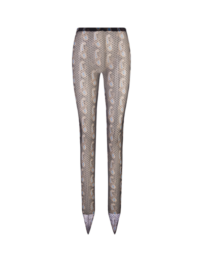 Shop Etro Black Polka Dot Tights With Light Blue Paisley Patterns In Nero