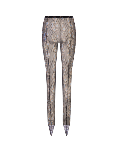 Shop Etro Black Polka Dot Tights With Light Blue Paisley Patterns In Nero