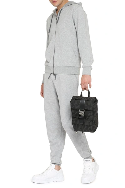 Shop Canali Full Zip Hoodie In Grey