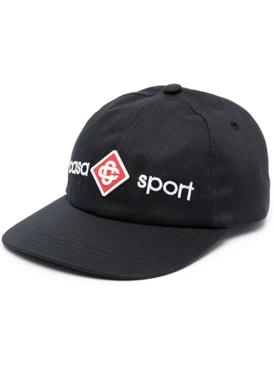 Shop Casablanca Logo Baseball Cap In Black