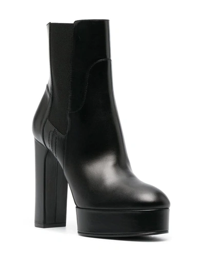 Shop Casadei Betty Leather Platform Ankle Boots In Black