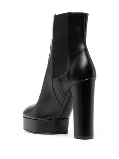 Shop Casadei Betty Leather Platform Ankle Boots In Black
