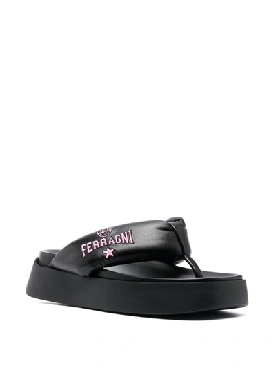 Shop Chiara Ferragni Cf Platform Flip Flops In Black