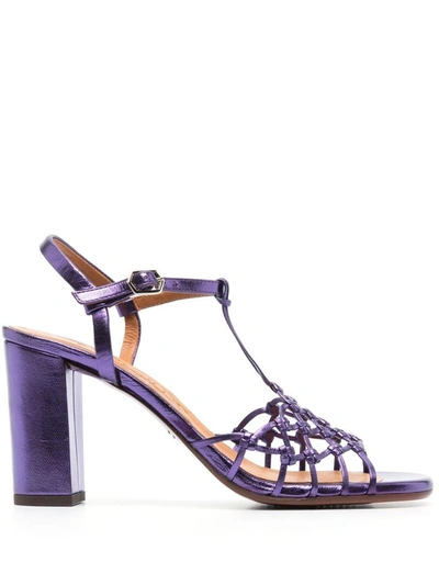 Shop Chie Mihara Bassi Leather Heel Sandals In Purple