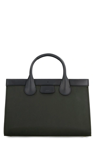 Shop Chloé Barbour X  - Edith Canvas Tote Bag In Green