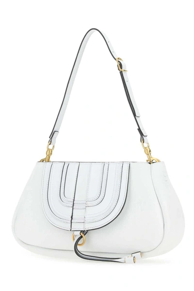 Chloé Leather Shopping Bag With Adjustable Shoulder Strap In White