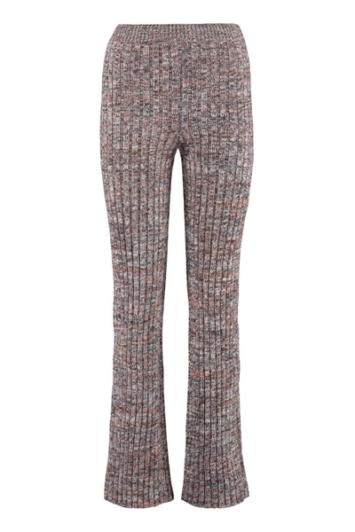 Shop Chloé Ribbed Knit Trousers In Multicolor