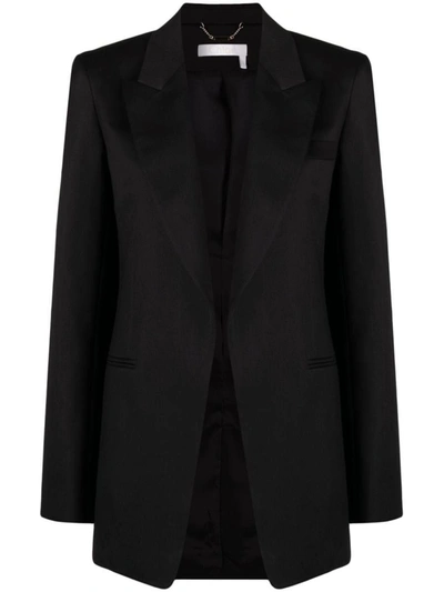Shop Chloé Single-breasted Silk Blend Wool Jacket In Black