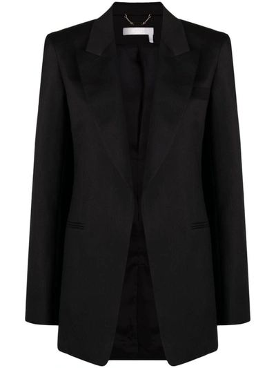 Chloé Open-front Ramie Blazer In Black