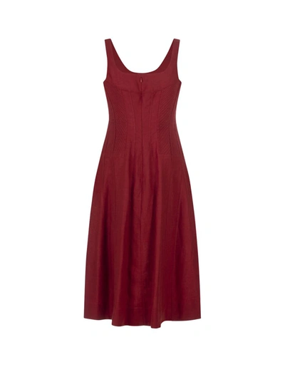 Shop Chloé Sleeveless Midi Dress In Dark Linen In Red
