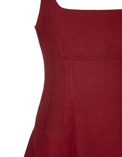 Shop Chloé Sleeveless Midi Dress In Dark Linen In Red