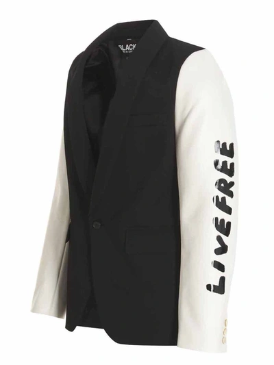 Shop Comme Des Garcons Black Comme Des Garçons Black 'true Heart Strong Mind' Blazer Jacket In White/black