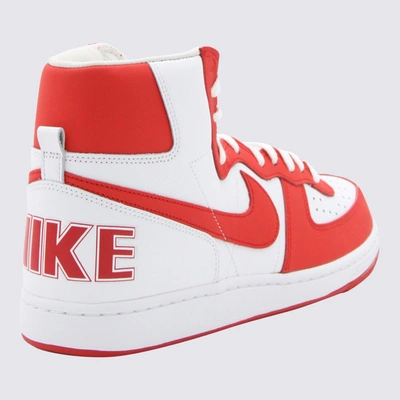 Shop Comme Des Garcons Homme Plus X Nike Comme Des Garçons Homme Plus X Nike White And Red Leather Sneakers