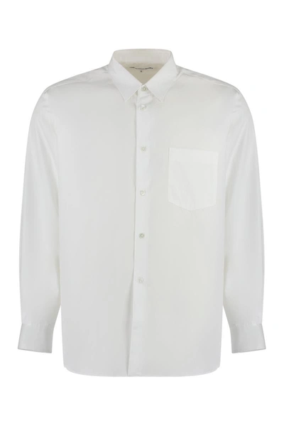 Shop Comme Des Garçons Long Sleeve Cotton Shirt In White