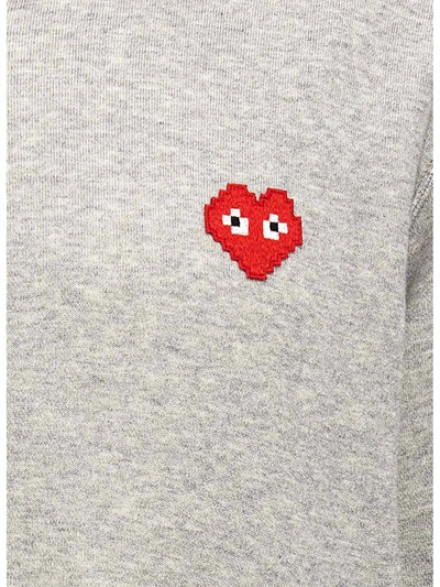 Shop Comme Des Garçons Play Logo Patch Hoodie In Gray