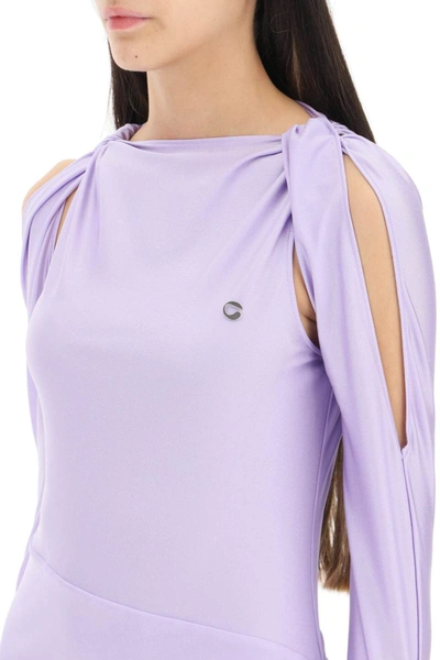 Shop Coperni Draped Mini Dress With Cut Outs In Purple