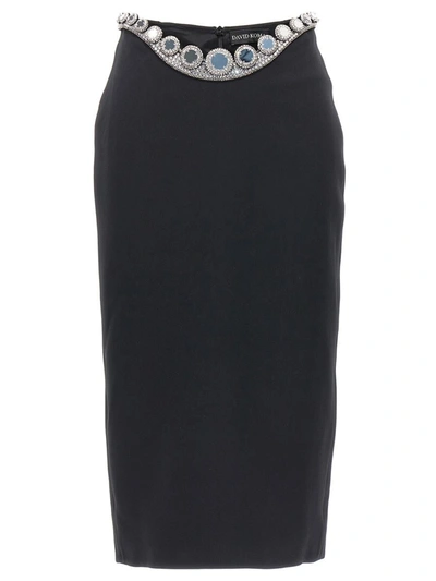 Shop David Koma 'puffer Circle Embroidery' Skirt In Black