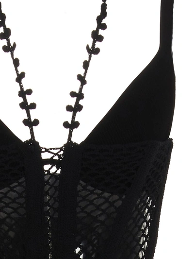 Shop Dion Lee 'coral Crochet' Dress In Black