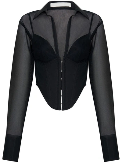 Shop Dion Lee Shirt With Corset In Black
