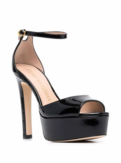 Shop Stuart Weitzman Discoplatform M Patent Leather Sandal In Black