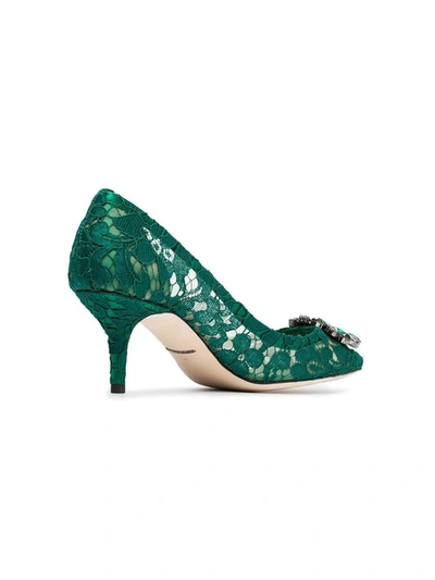 Shop Dolce & Gabbana Bellucci Lace Pumps In Green