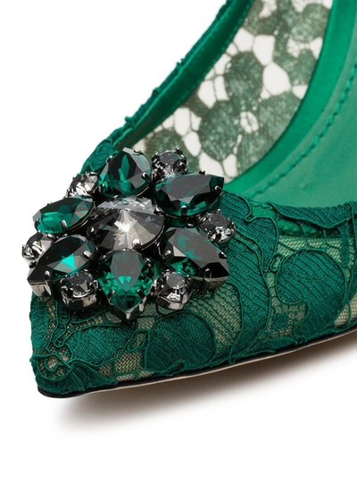 Shop Dolce & Gabbana Bellucci Lace Pumps In Green