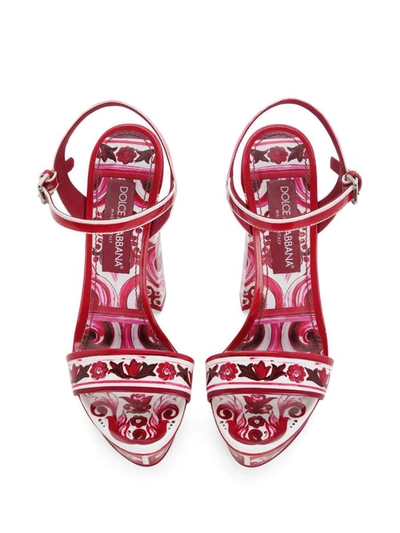 Shop Dolce & Gabbana Cruise Majolica Print Platform Sandals In Fuchsia