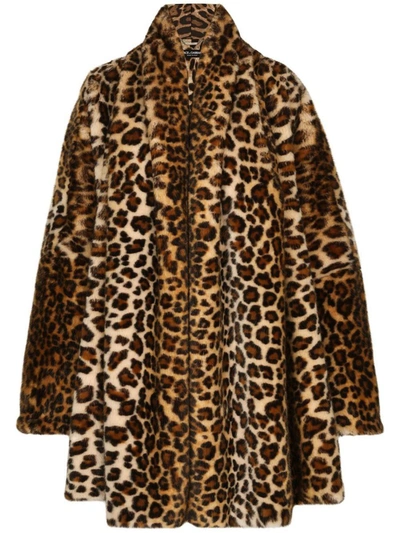 Shop Dolce & Gabbana Faux Fur Coat In Brown