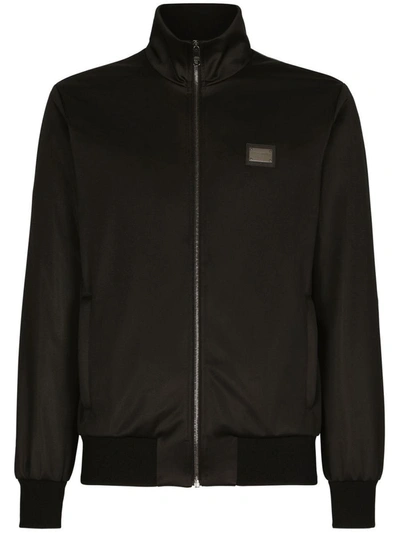 Shop Dolce & Gabbana Logo Zipped Track Jacket In Black