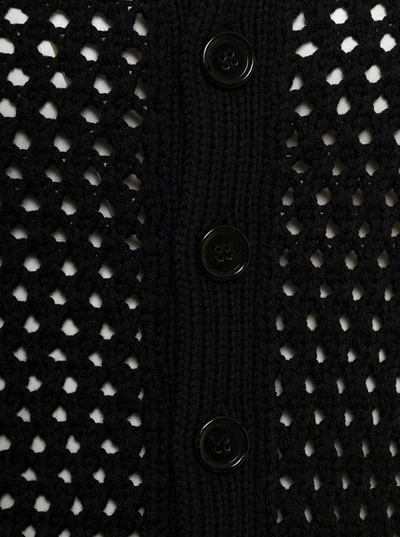 Shop Dolce & Gabbana Man's Black Polo In Perforated Wool