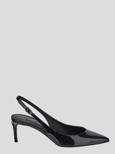 Shop Dolce & Gabbana Patent Leather Cardinale Slingback Shoes In Black