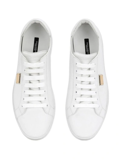 Shop Dolce & Gabbana Saint Tropez Leather Sneakers In White