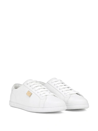 Shop Dolce & Gabbana Saint Tropez Leather Sneakers In White