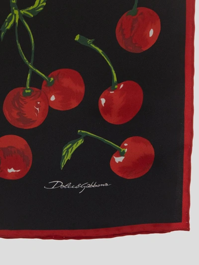 Shop Dolce & Gabbana Square Cherry Print Scarf In Ciliegie