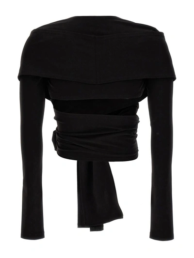 Dolce & Gabbana Stretch Jersey Punto Milano Wrap Top In Black
