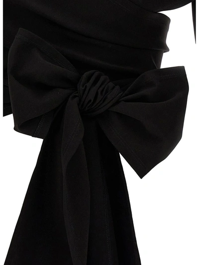 Dolce & Gabbana Stretch Jersey Punto Milano Wrap Top In Black