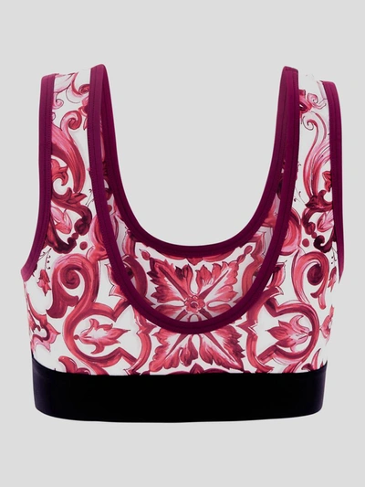 Shop Dolce & Gabbana Top With Branded Elastic Ribbon In Maiolicafucsia