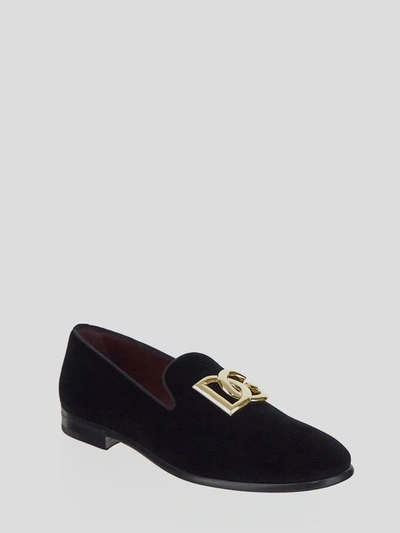 Shop Dolce & Gabbana Velvet Slippers In Black