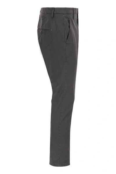 Shop Dondup Alfredo - Slim-fit Cotton Trousers In Lead